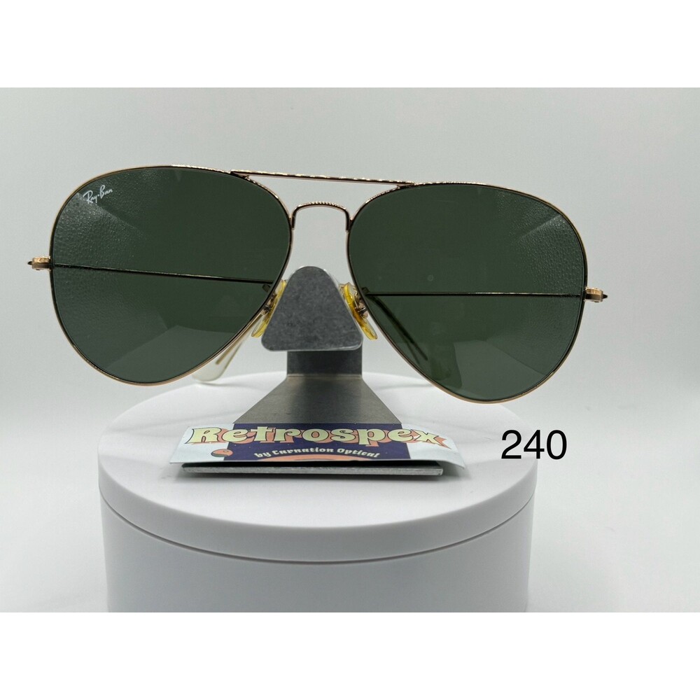 Vintage Refurbished Eyeglasses Large Aviator Ray Ban 3026 Gold Frame G15 Lens